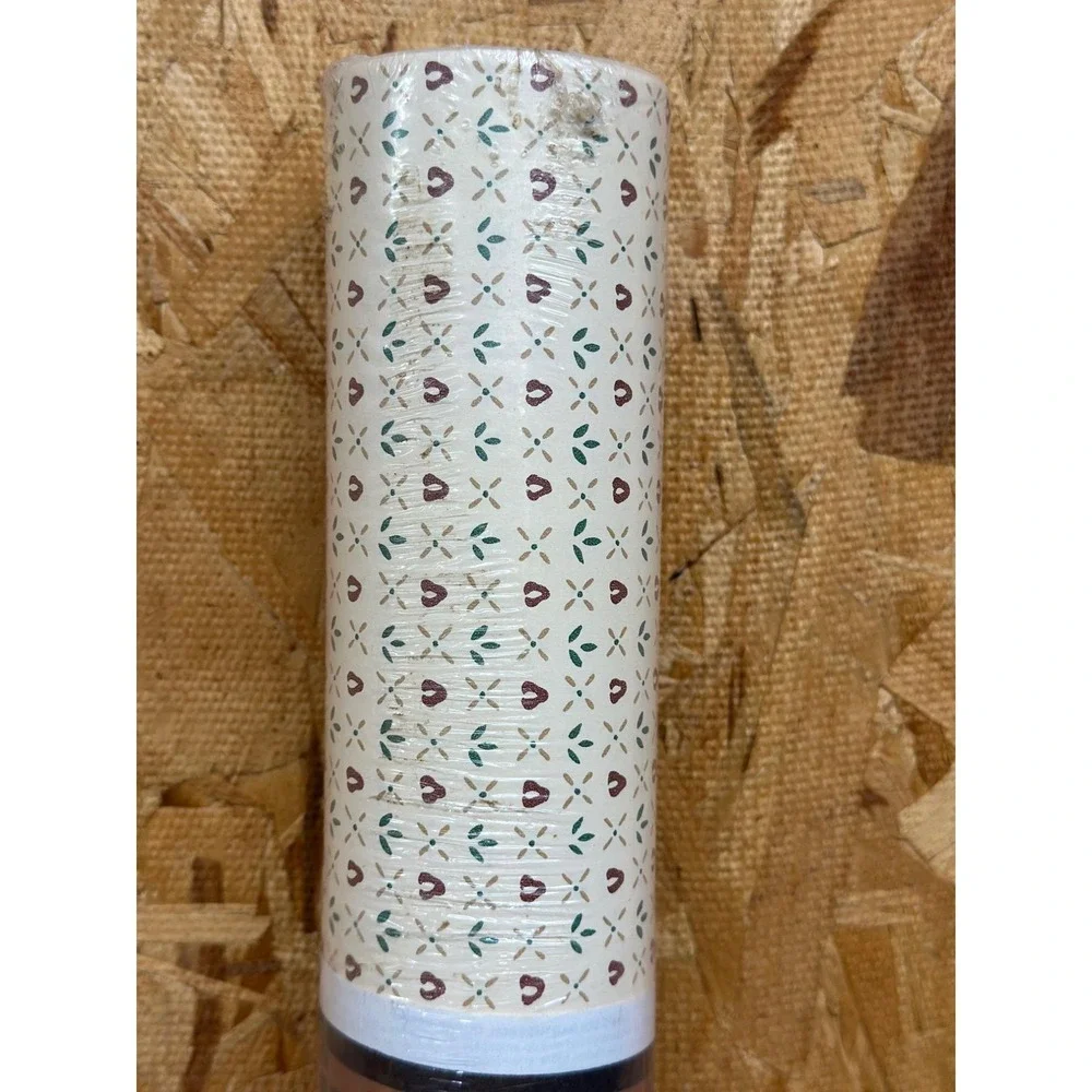VTG Imperial Wallpaper Roll Cream Floral Heart Pattern Prepasted Vinyl 72 Sq Ft